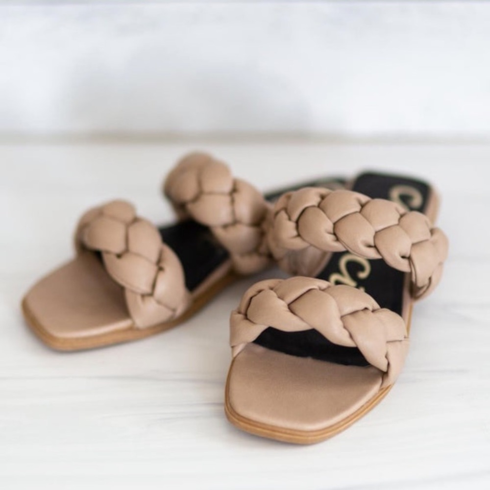 New with original shoe box - rope style sandals- color taupe/khaki - size 9